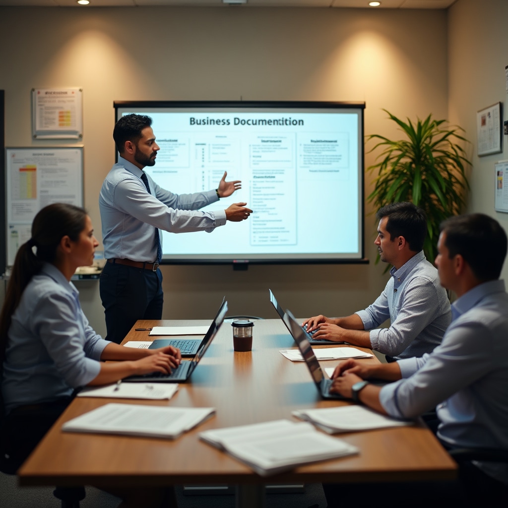 Business owners learning about entrepreneurial program documentation