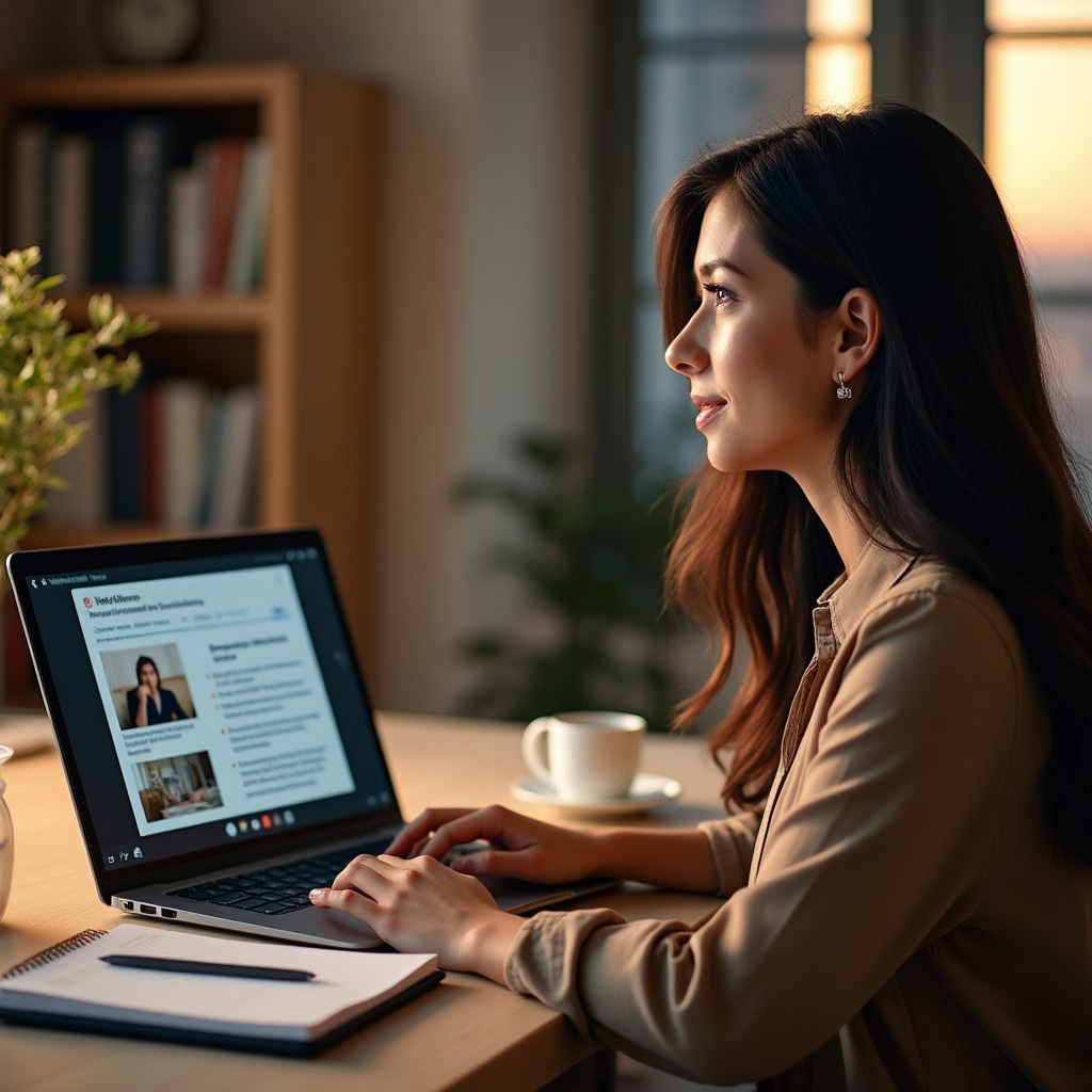 Person attending remote workshop via video conference